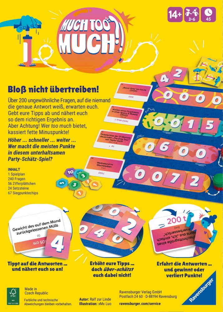 Ravensburger Familienspiel Partyspiel Much too much?! 24926