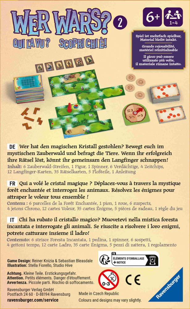 Ravensburger Reise- & Kompaktspiel Denkspiel Wer war's Mystery Kids 2 Im Zauberwald 24929