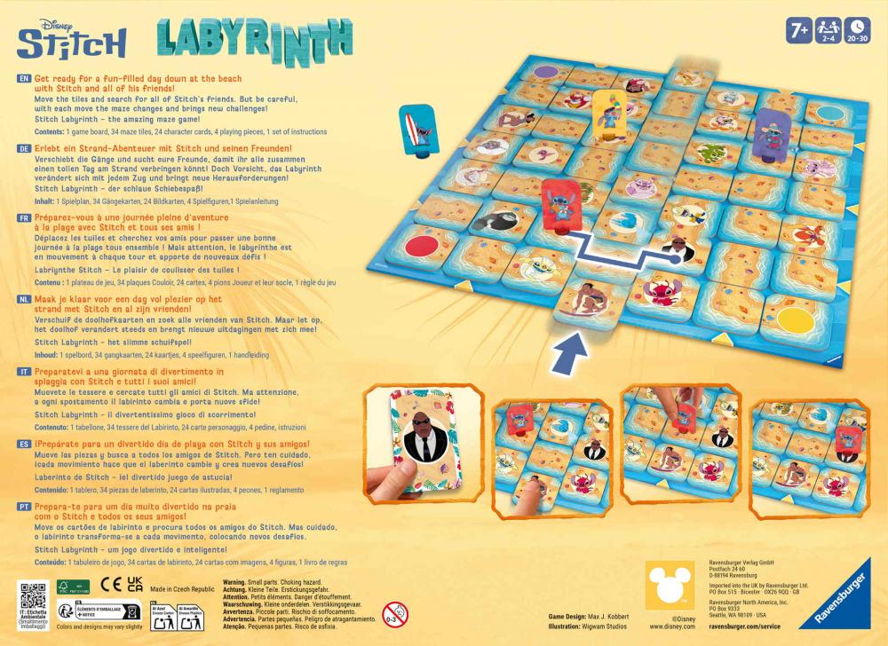 Ravensburger Familienspiel Such- und Schiebespiel Stitch Labyrinth 24943