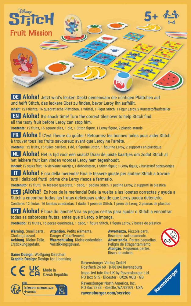 Ravensburger Reise- & Kompaktspiel Merkspiel Disney Stitch Fruit Missio 24981