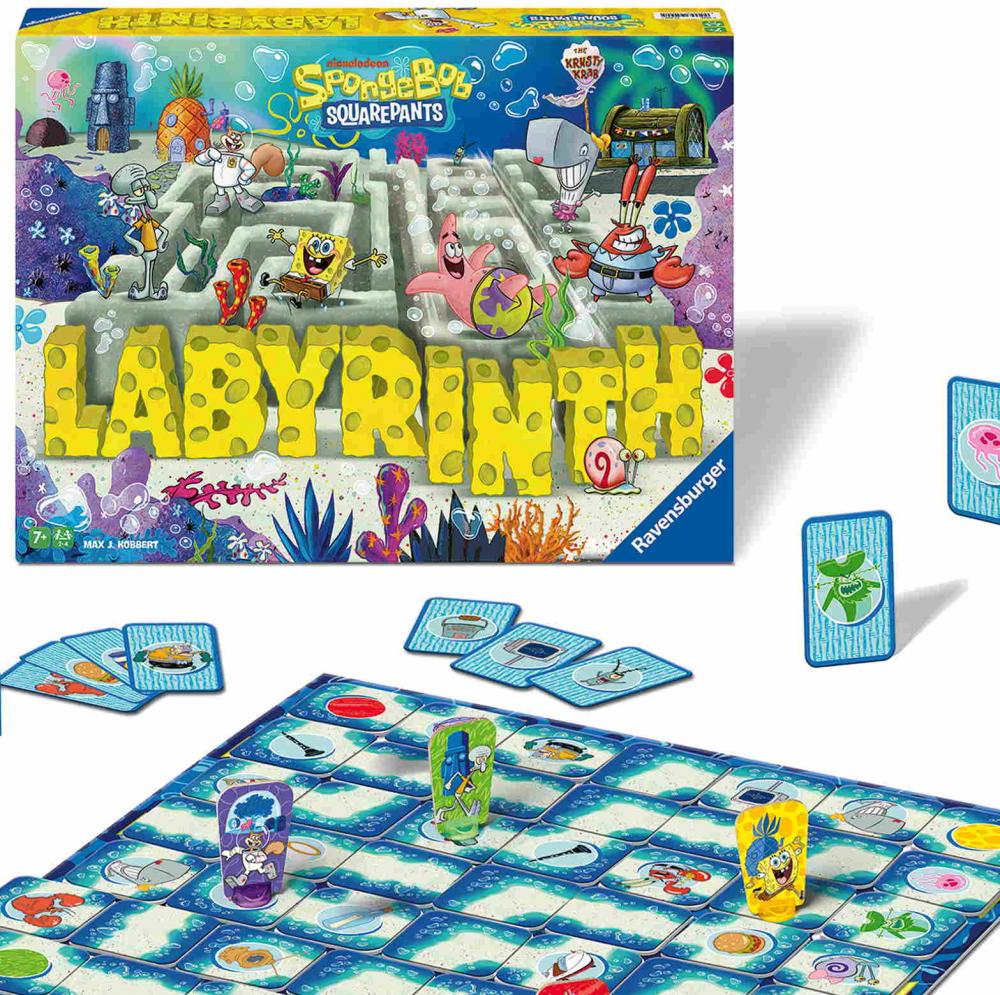 Ravensburger Familienspiel Such- und Schiebespiel SpongeBob Labyrinth 25090