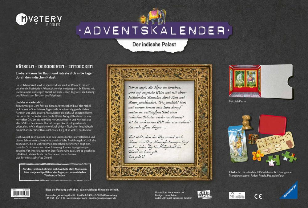 Ravensburger Mystery Adventskalender Der indische Palast ab 10 Jahren 25530