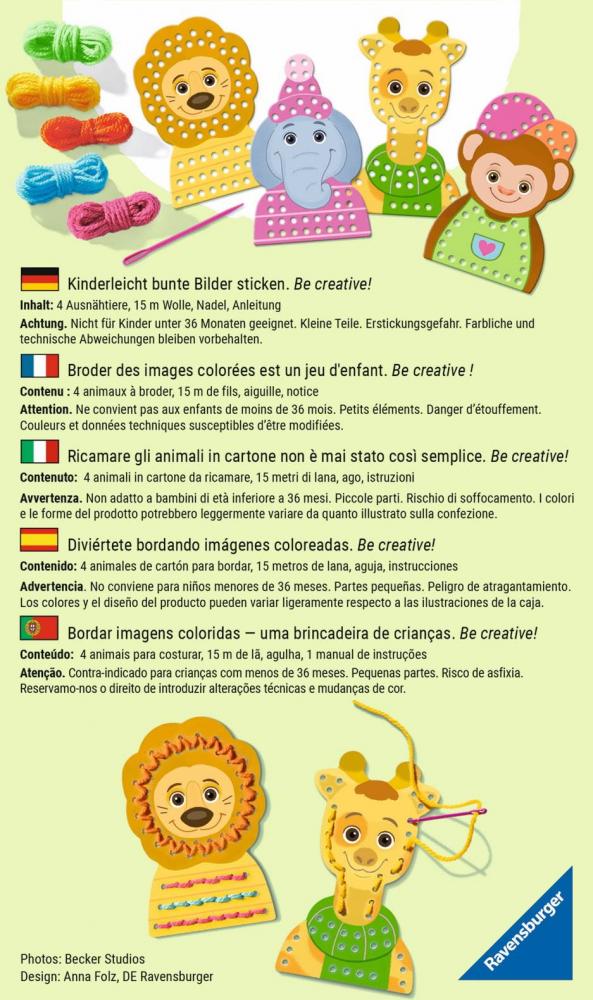 Ravensburger kreative Grundtechniken Be Creative Mini Sticken ohne Nadel 25536 25536
