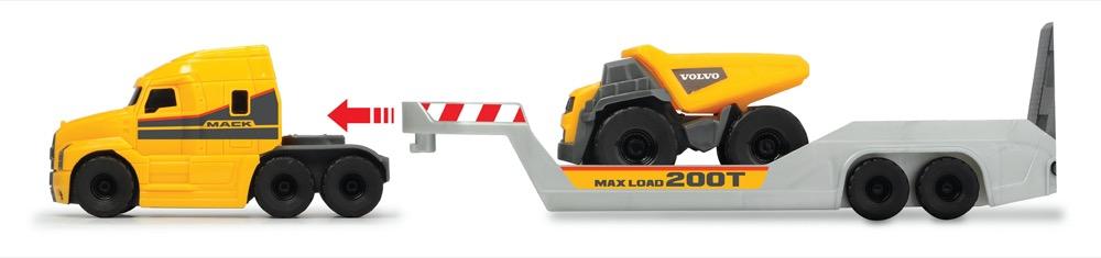 Dickie Spielfahrzeug Baustelle Tieflader Go Real / Construction Mack Volvo Micro Builder 203725005