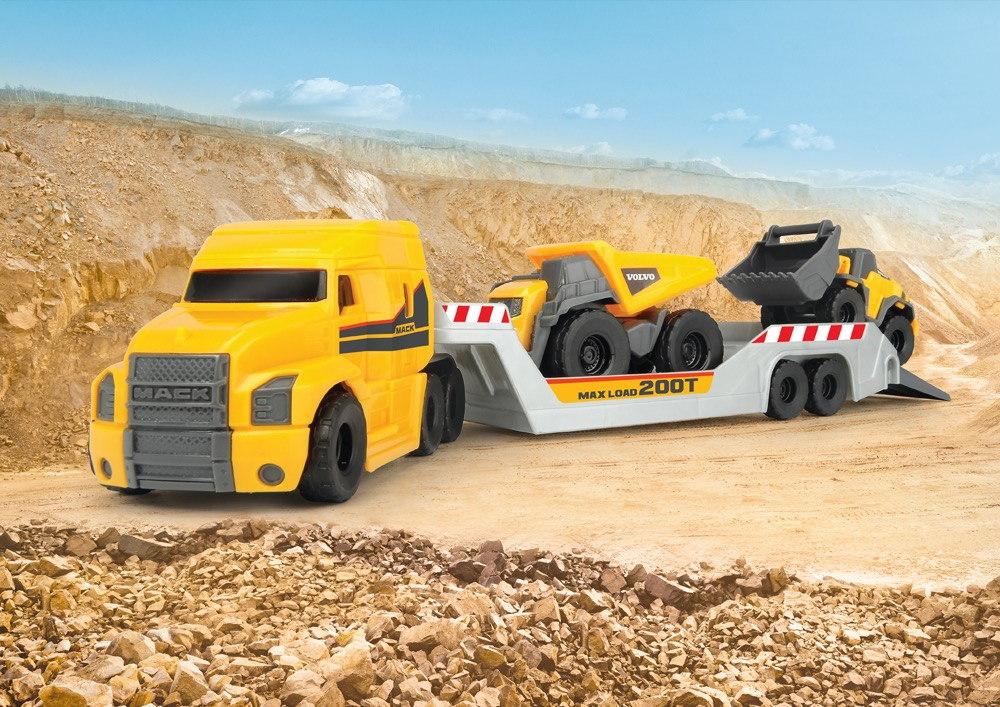 Dickie Spielfahrzeug Baustelle Tieflader Go Real / Construction Mack Volvo Micro Builder 203725005
