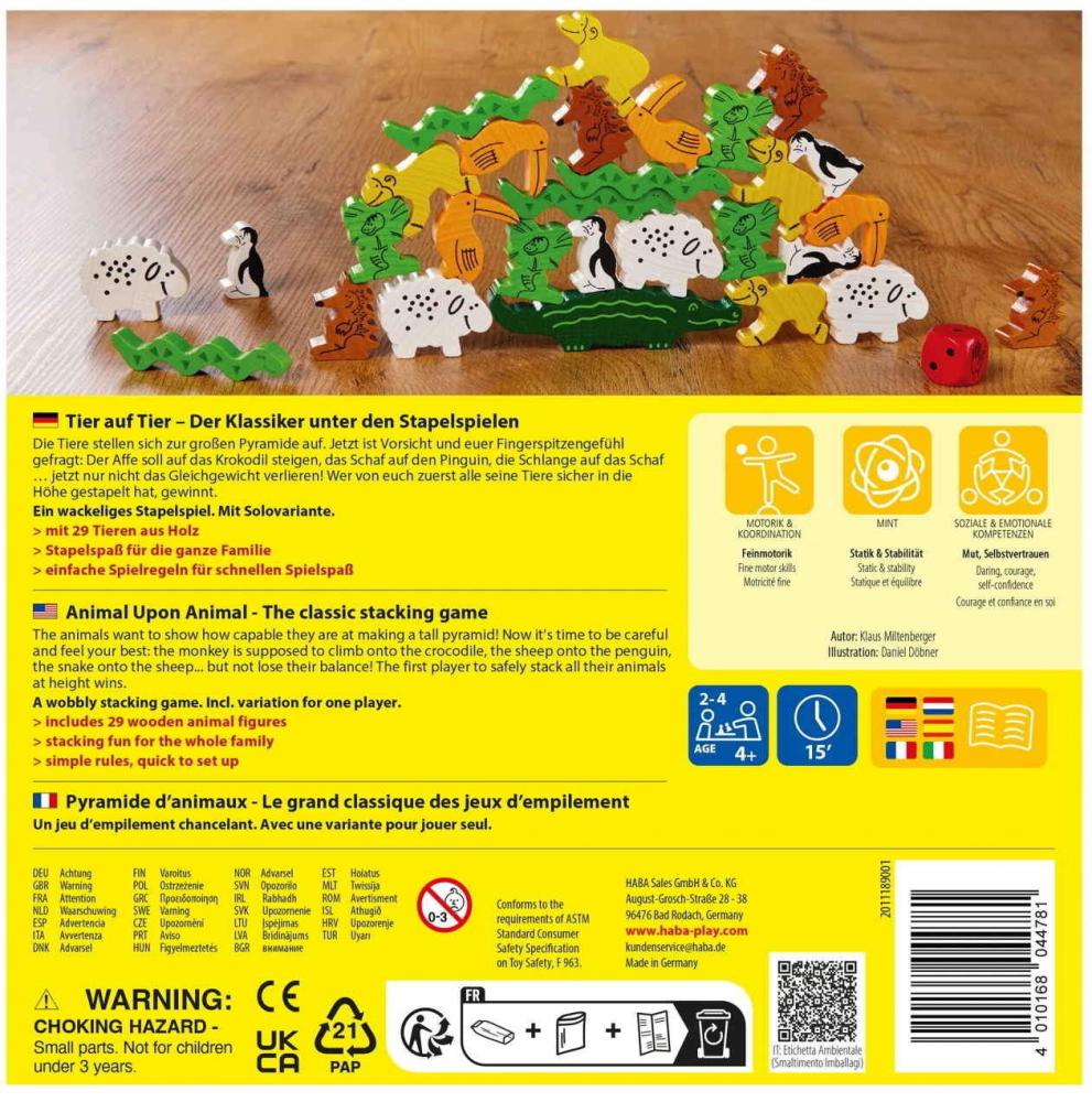 HABA Kinderspiel Motorikspiel Tier auf Tier 2011189001