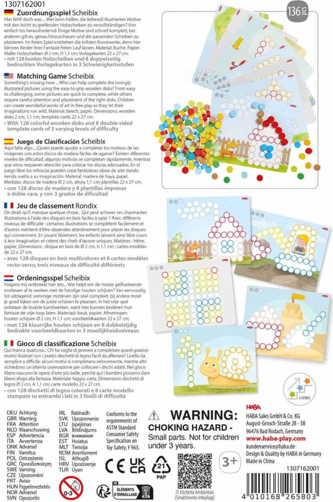 HABA Motorikspielzeug Zuordnungsspiel Scheibix aus Holz 1307162001