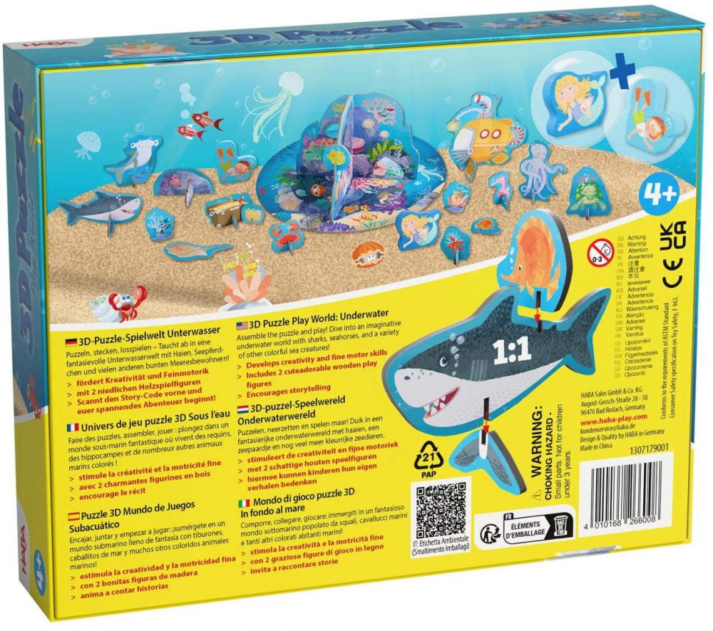 36 Teile Haba 3D Puzzle Unter Wasserwelt mit 2 Holzfiguren 1307179001