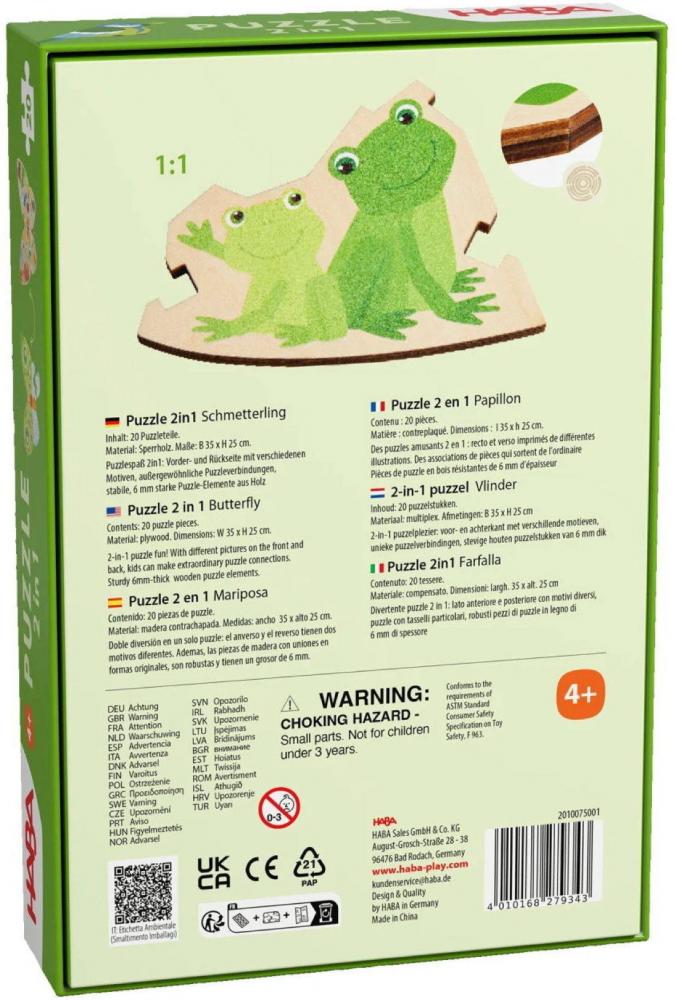20 Teile HABA Kinder Puzzle 2 in 1 Schmetterling 2010075001