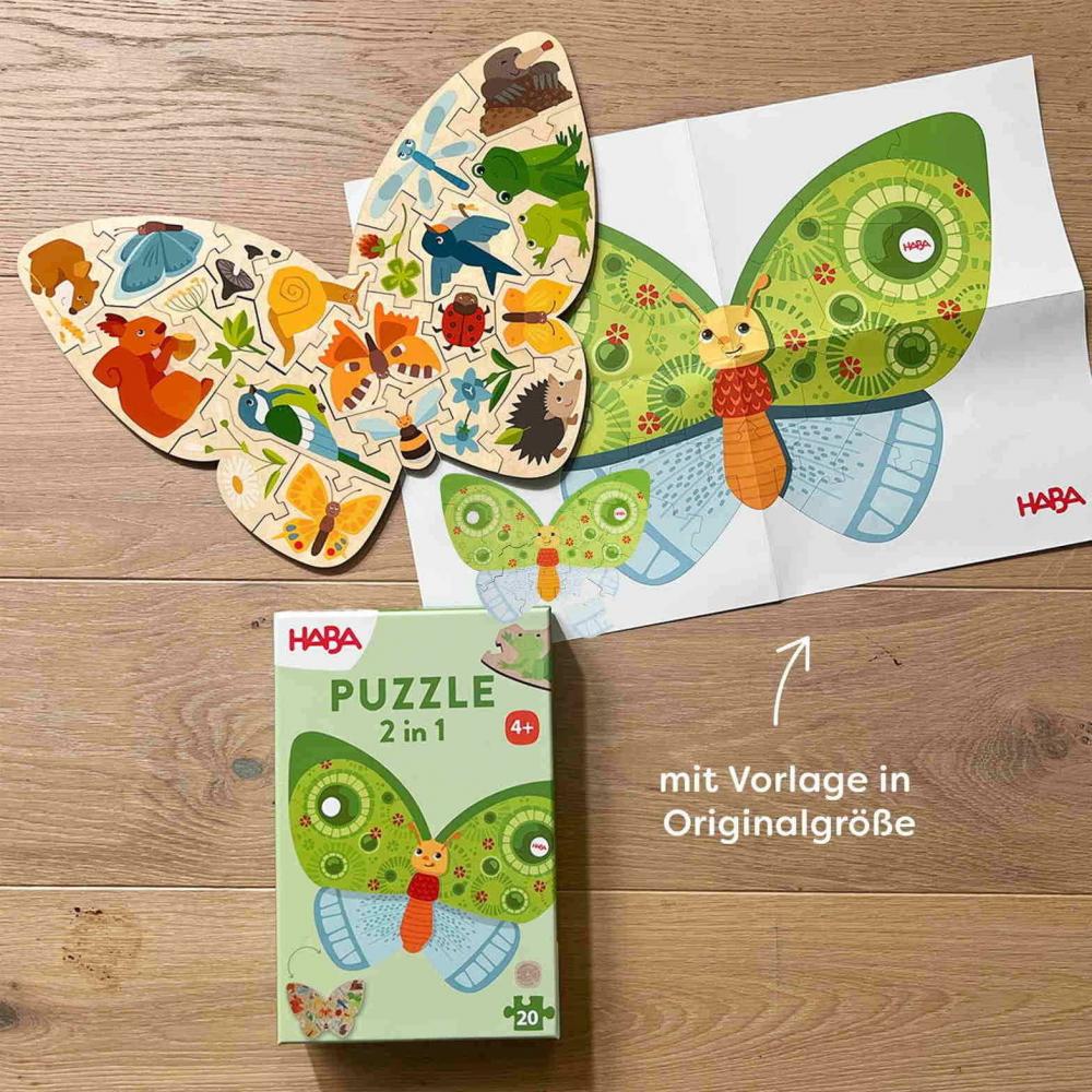 20 Teile HABA Kinder Puzzle 2 in 1 Schmetterling 2010075001