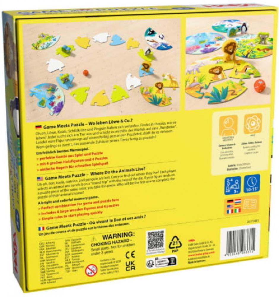 HABA Kinderspiel Suchspiel Game meets Puzzle Wo leben Löwe & Co.? 2011724001