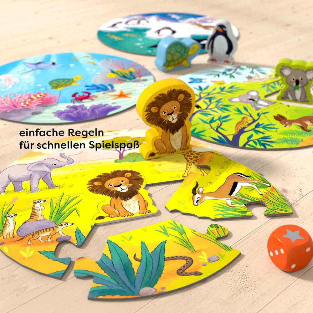 HABA Kinderspiel Suchspiel Game meets Puzzle Wo leben Löwe & Co.? 2011724001
