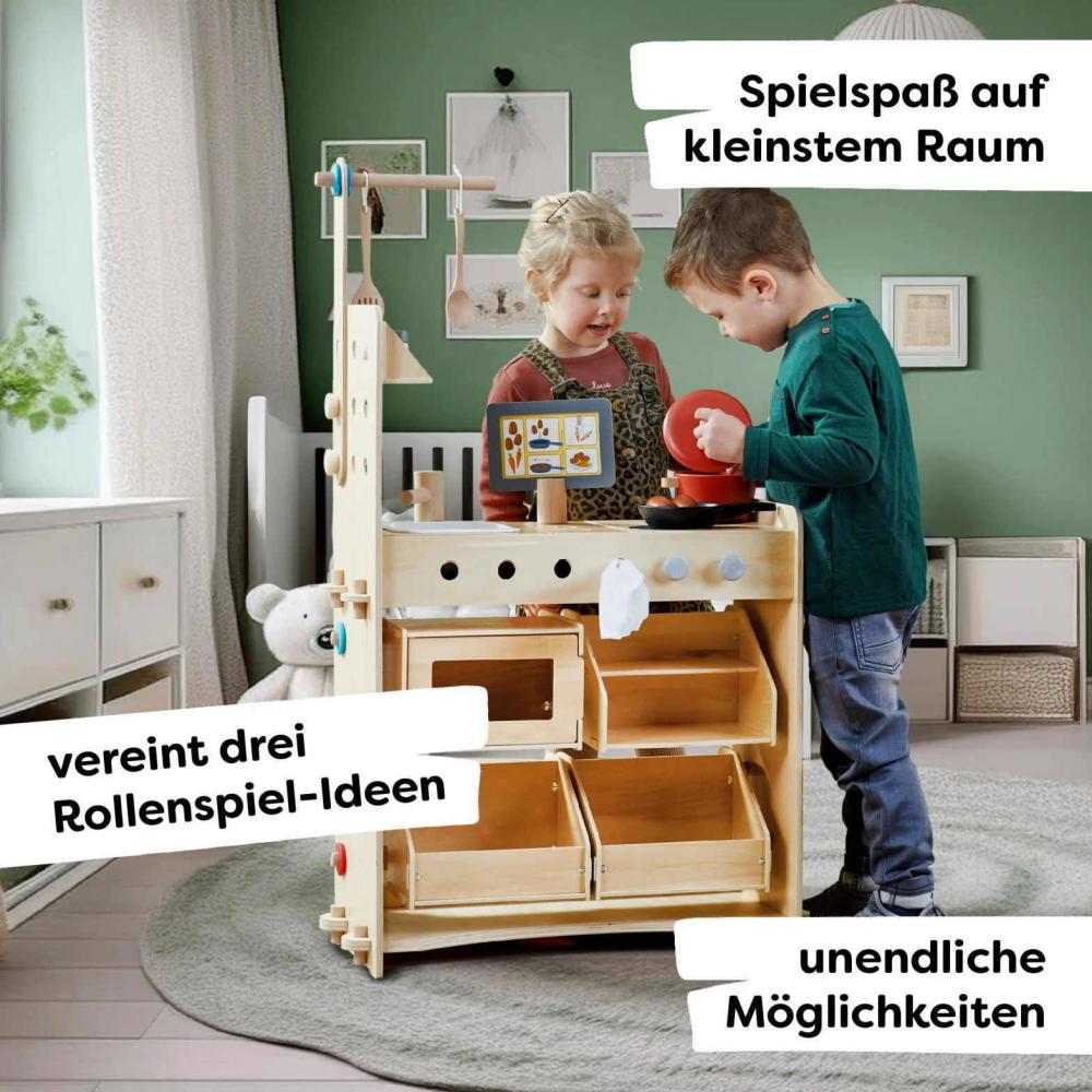 HABA Spielwelt Creative Play 3in1 Spielküche Kaufladen & Werkstatt für Kinder 2011830001