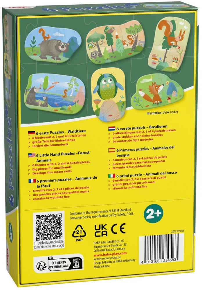 2, 3, 4 Teile HABA Kinder Puzzle 6 erste Puzzles Wald 2012185001