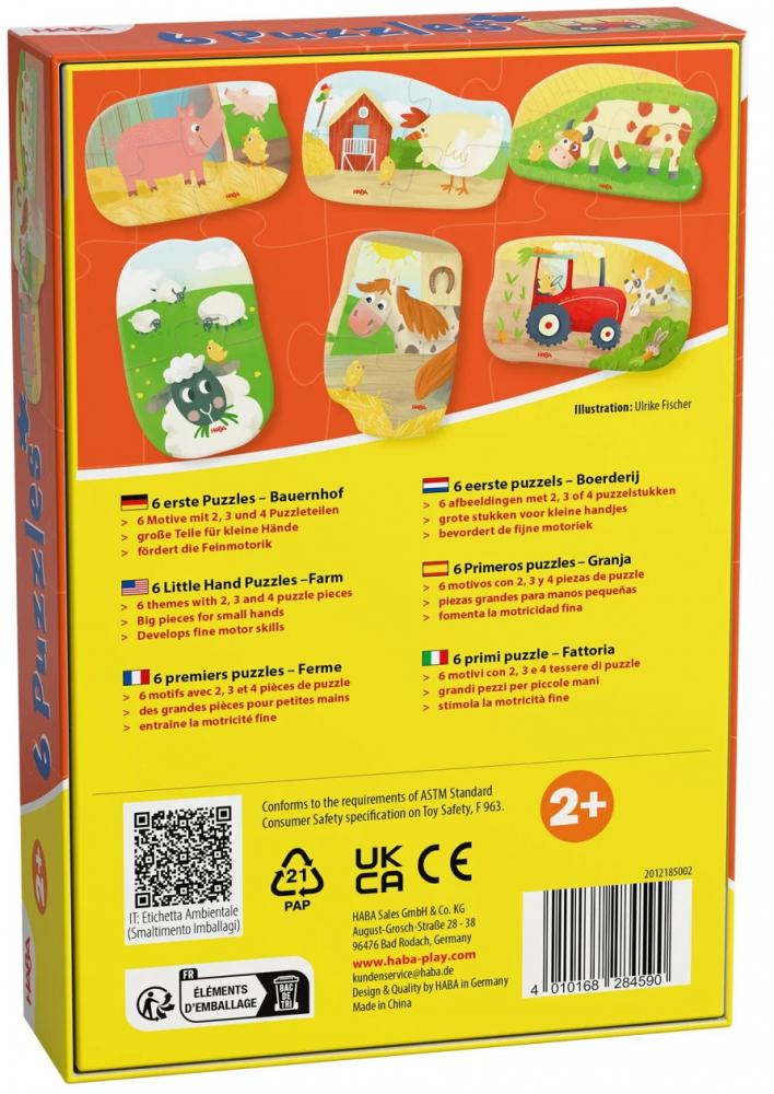 2, 3, 4 Teile HABA Kinder Puzzle 6 erste Puzzles Bauernhof 2012185002