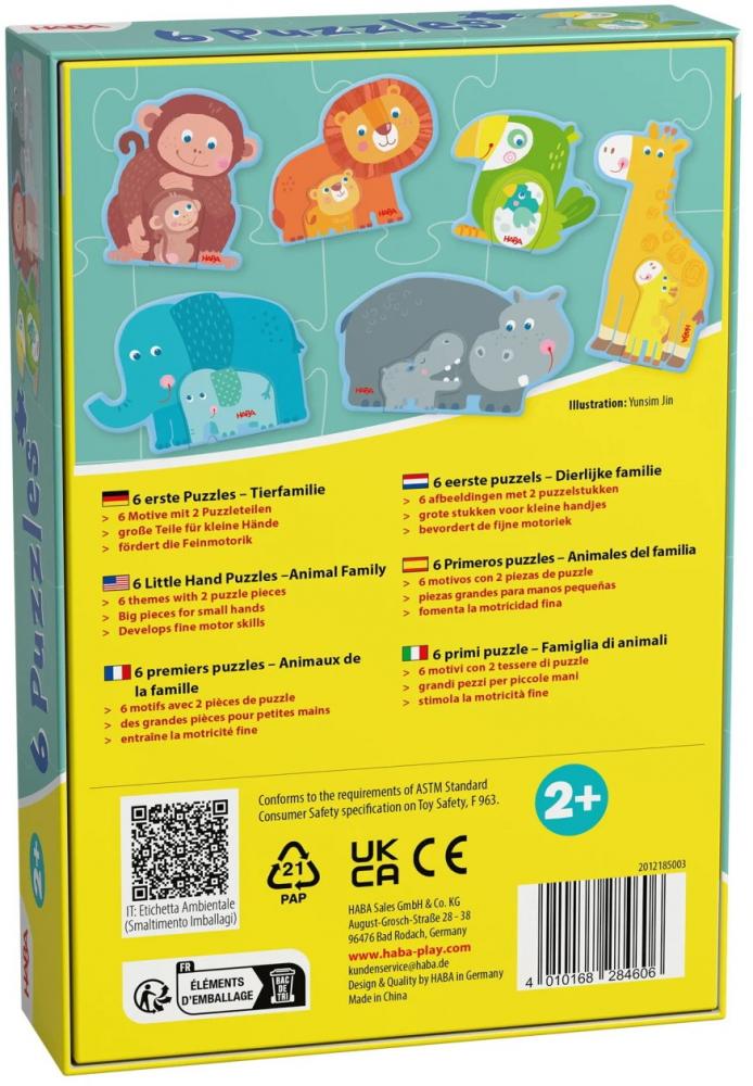 2, 3, 4 Teile HABA Kinder Puzzle 6 erste Puzzles Tierfamilie 2012185003