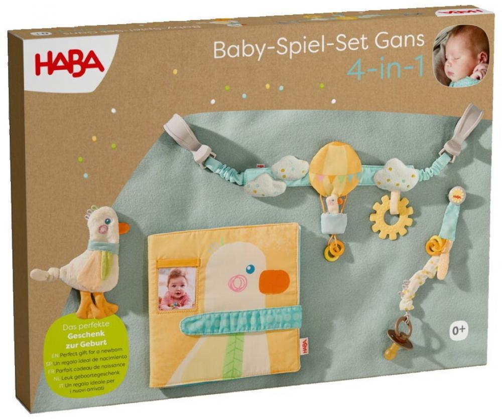 HABA Babywelt Baby-Spiel-Set Gans 4in1 mit Kinderwagenkette 2012333001