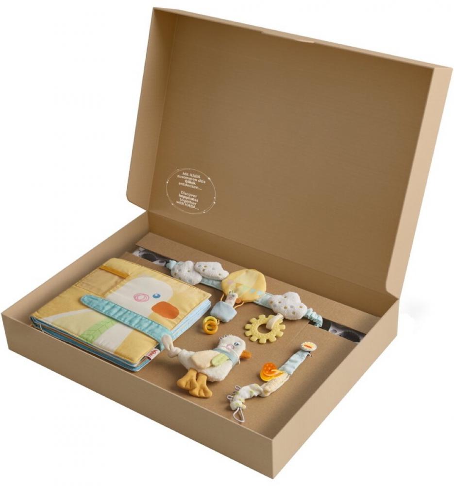 HABA Babywelt Baby-Spiel-Set Gans 4in1 mit Kinderwagenkette 2012333001