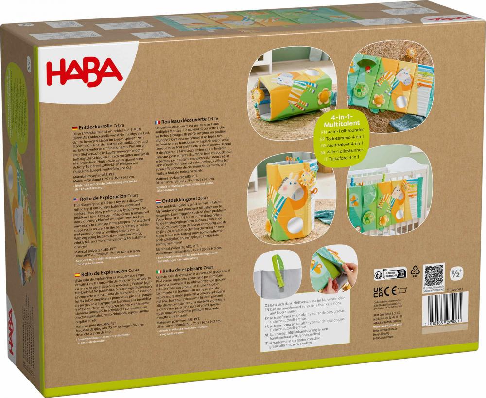 HABA Babywelt Spieltrainer Entdeckerrolle Zebra 2012336001