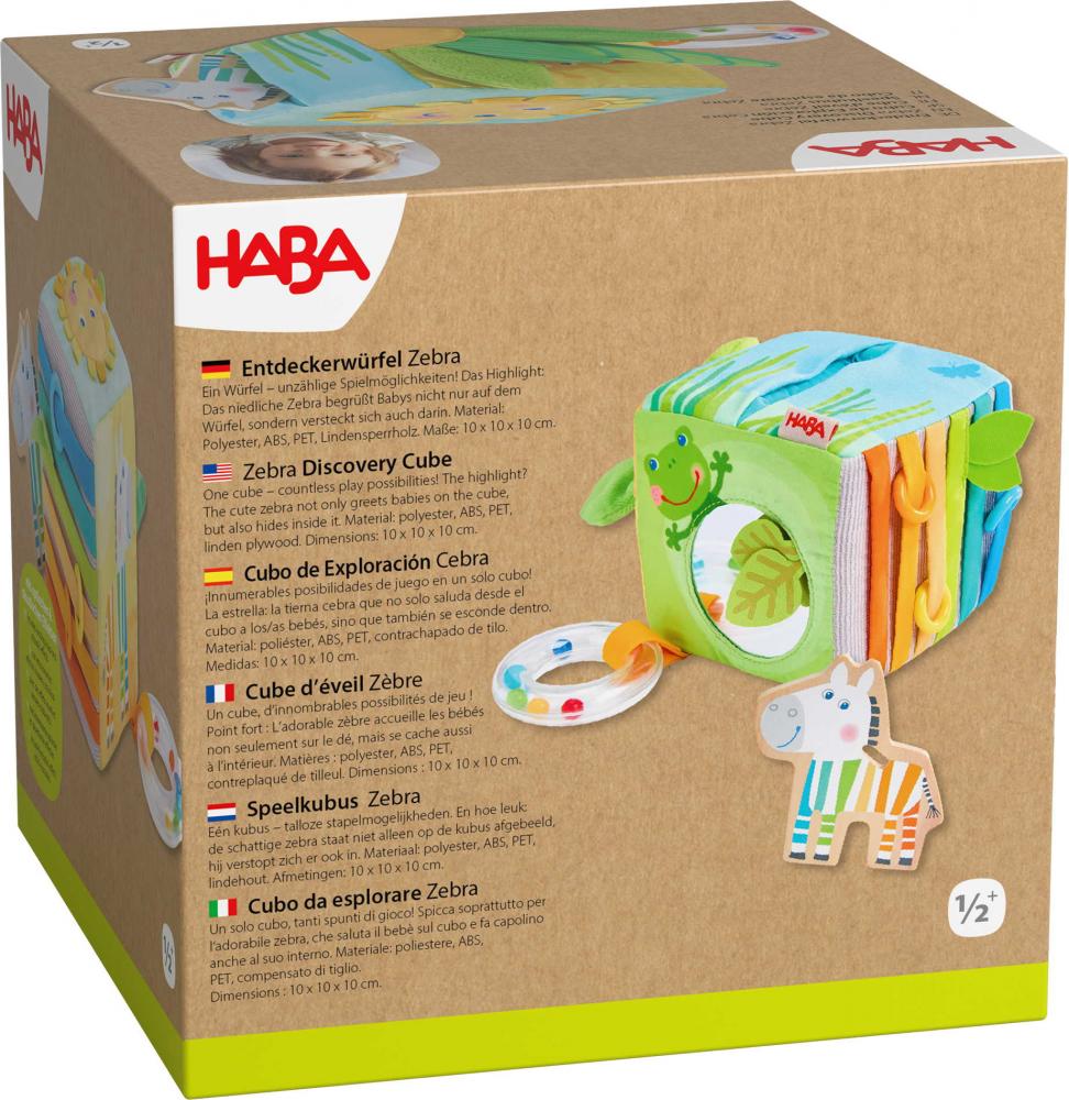HABA Babywelt Motorikspielzeug Entdeckerwürfel Zebra 2012346001