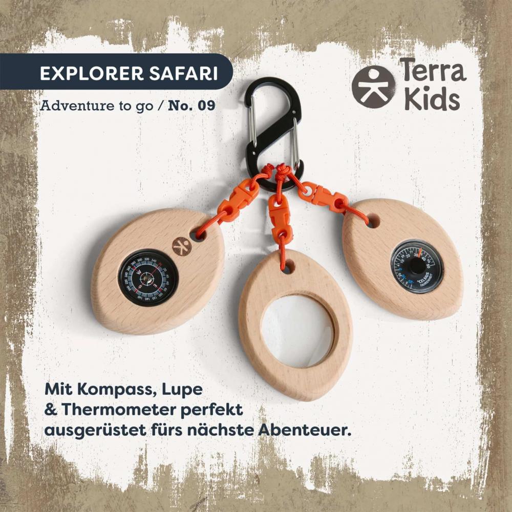 HABA Outdoor Forschen Terra Kids Kompass, Lupe & Thermometer Explorer Safari 2012395001