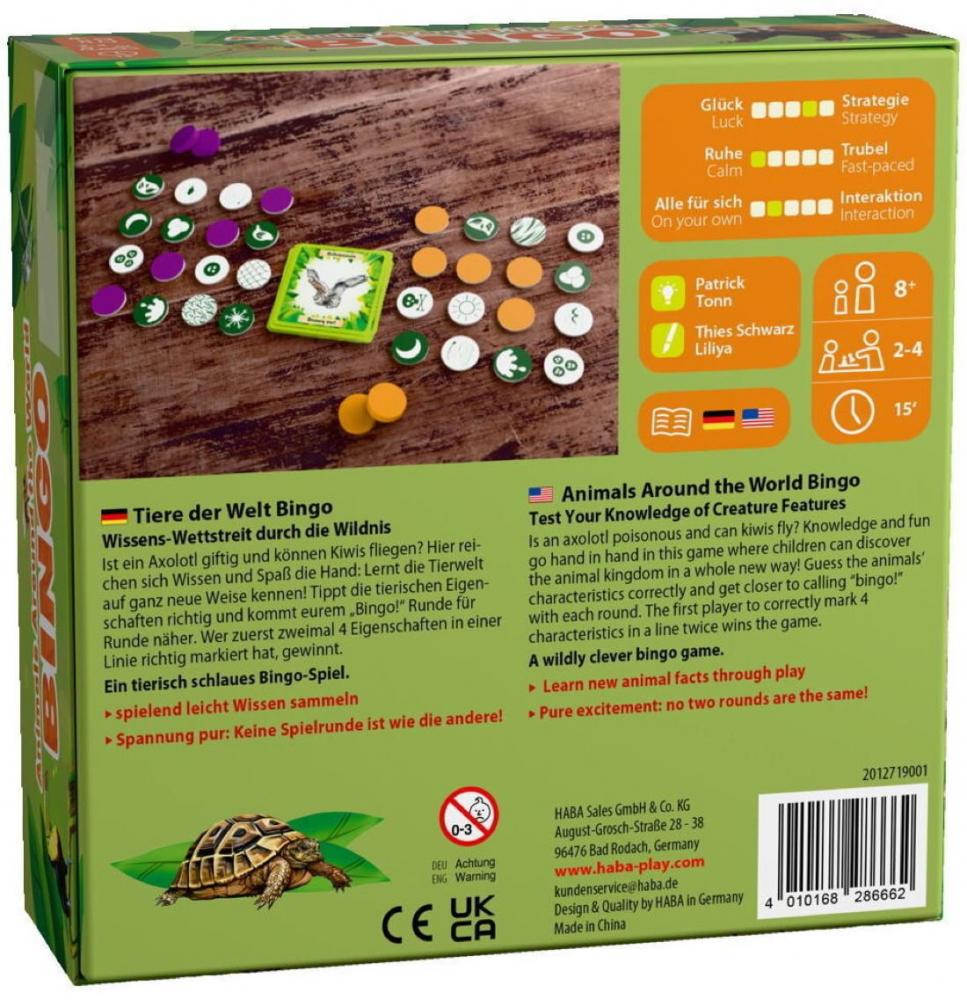 HABA Familienspiel Wissenspiel Tiere der Welt Bingo 2012719001