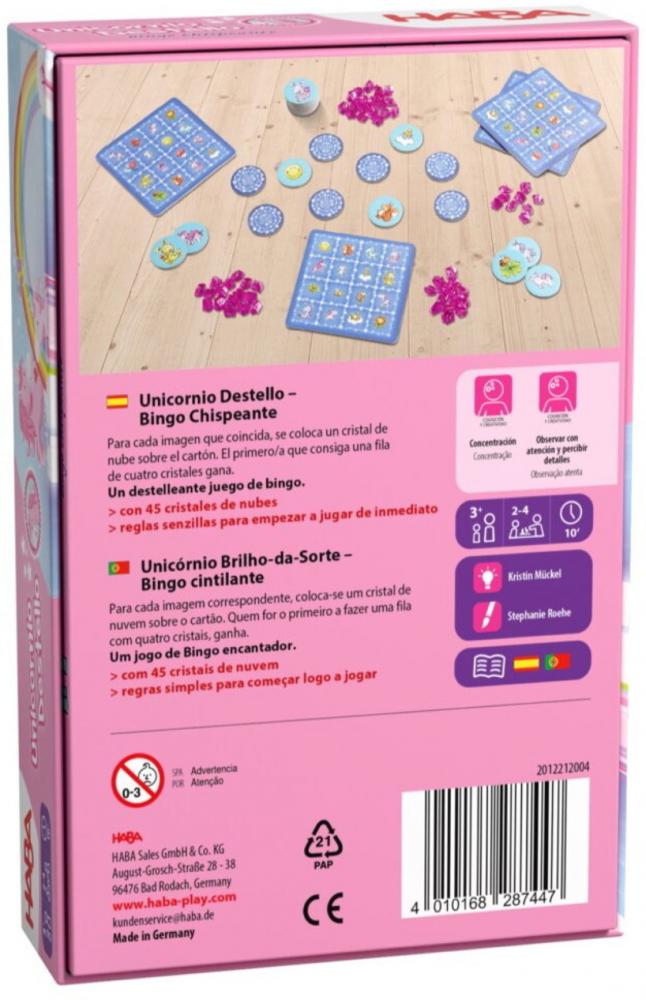 HABA Mitbringspiel Partyspiel Einhorn Glitzerglück Funkel-Bingo 2012212001