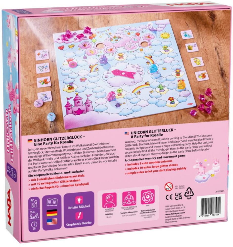 HABA Kinderspiel Wettlaufspiel Einhorn Glitzerglück Eine Party für Rosalie 2012228001