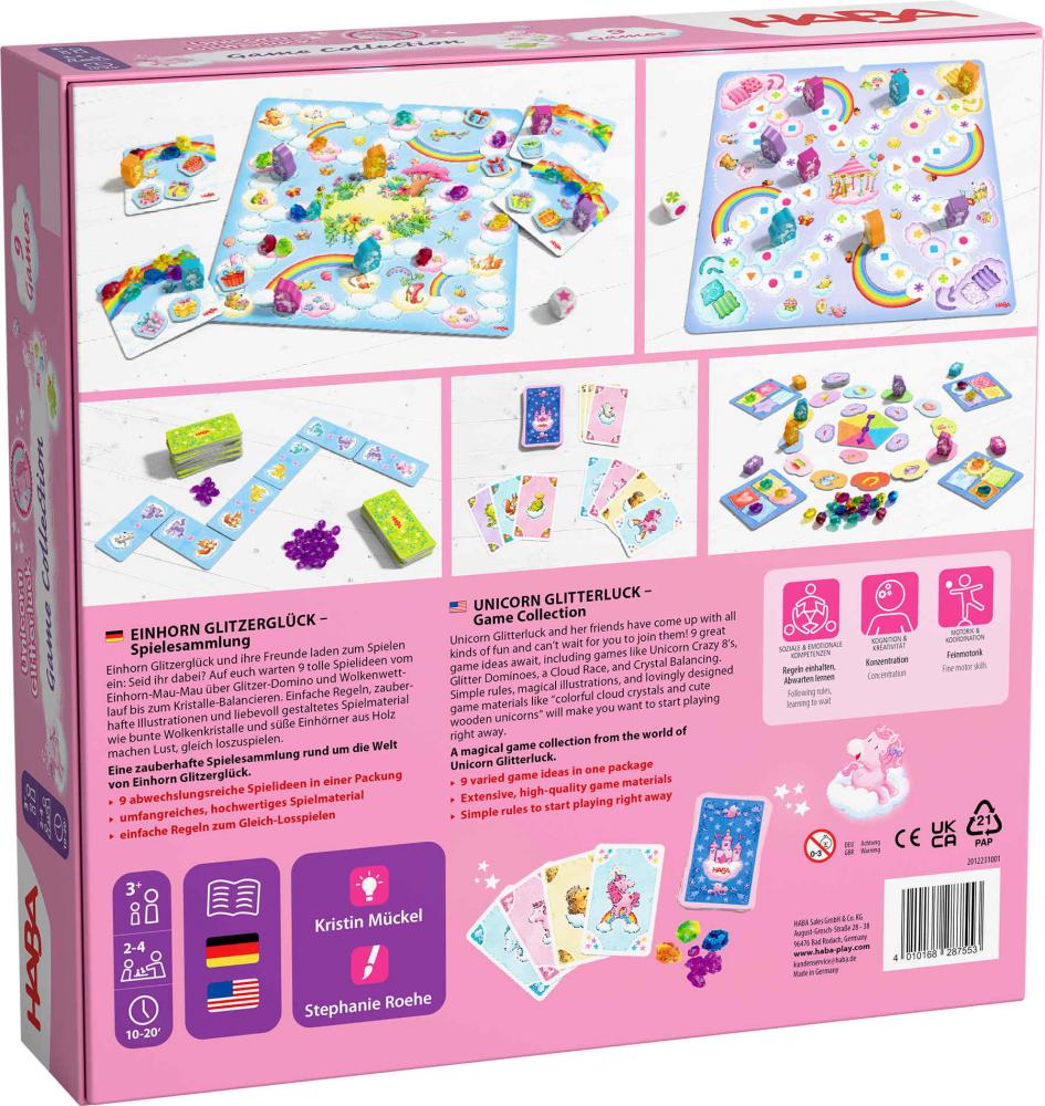 HABA Kinderspiel Spielsammlung Einhorn Glitzerglück Spielesammlung 2012231001