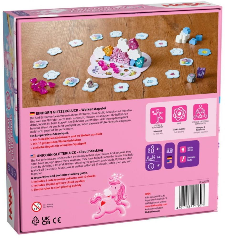 HABA Kinderspiel Wettlaufspiel Einhorn Glitzerglück Wolkenstapelei 2012232001