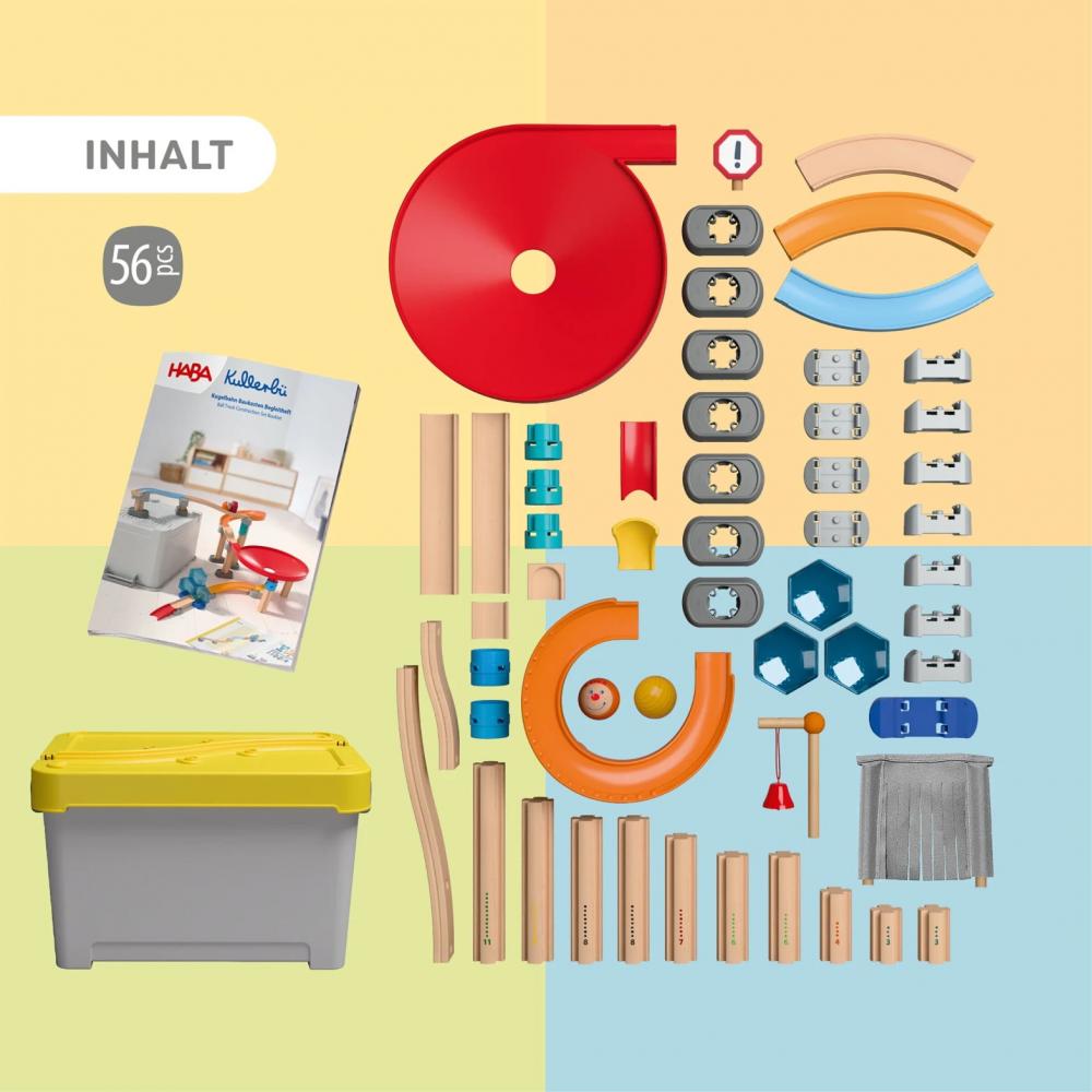 HABA Kugelbahn Grundpackung Kullerbü Kugelbahn Baukasten 58 Teile 2011789001
