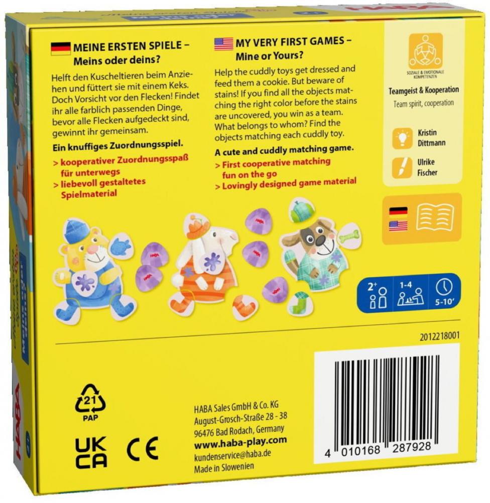 HABA Mitbringspiel Gedächtnisspiel Meine ersten Spiele Meins oder deins? 2012218001