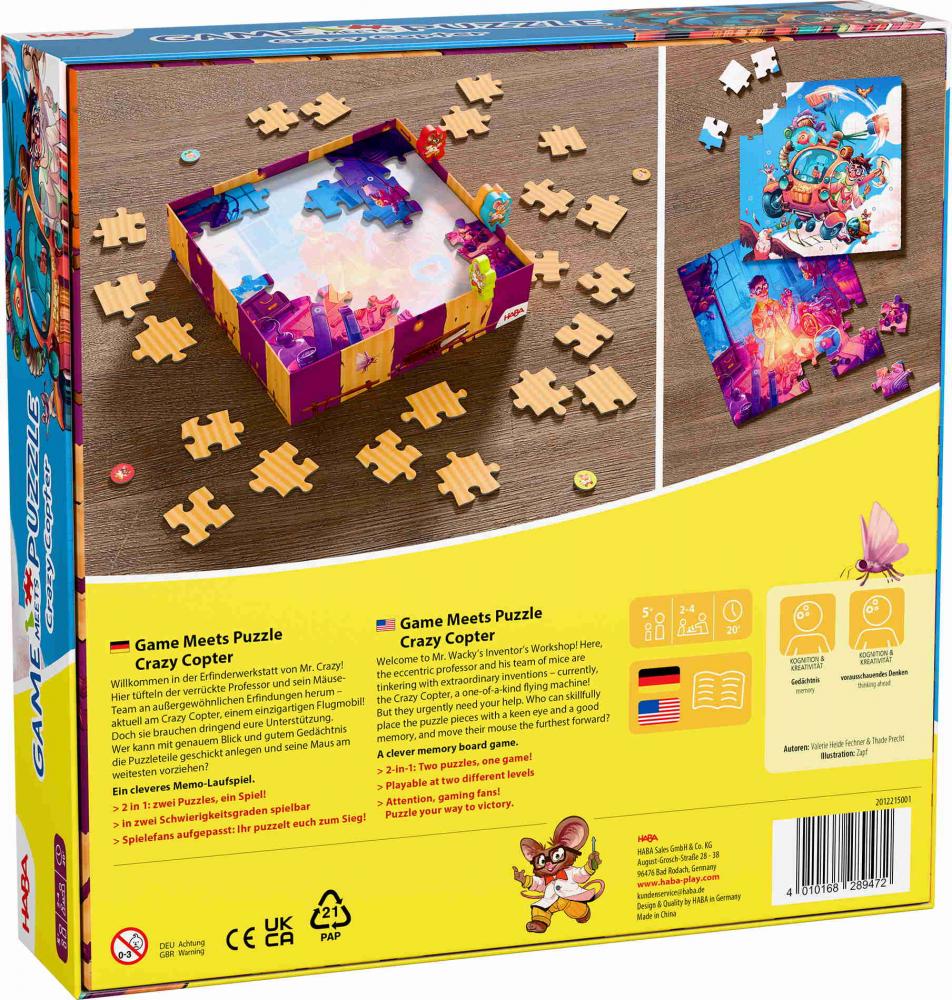 HABA Kinderspiel Aktionsspiel GAME MEETS PUZZLE Crazy Copter 2012215001
