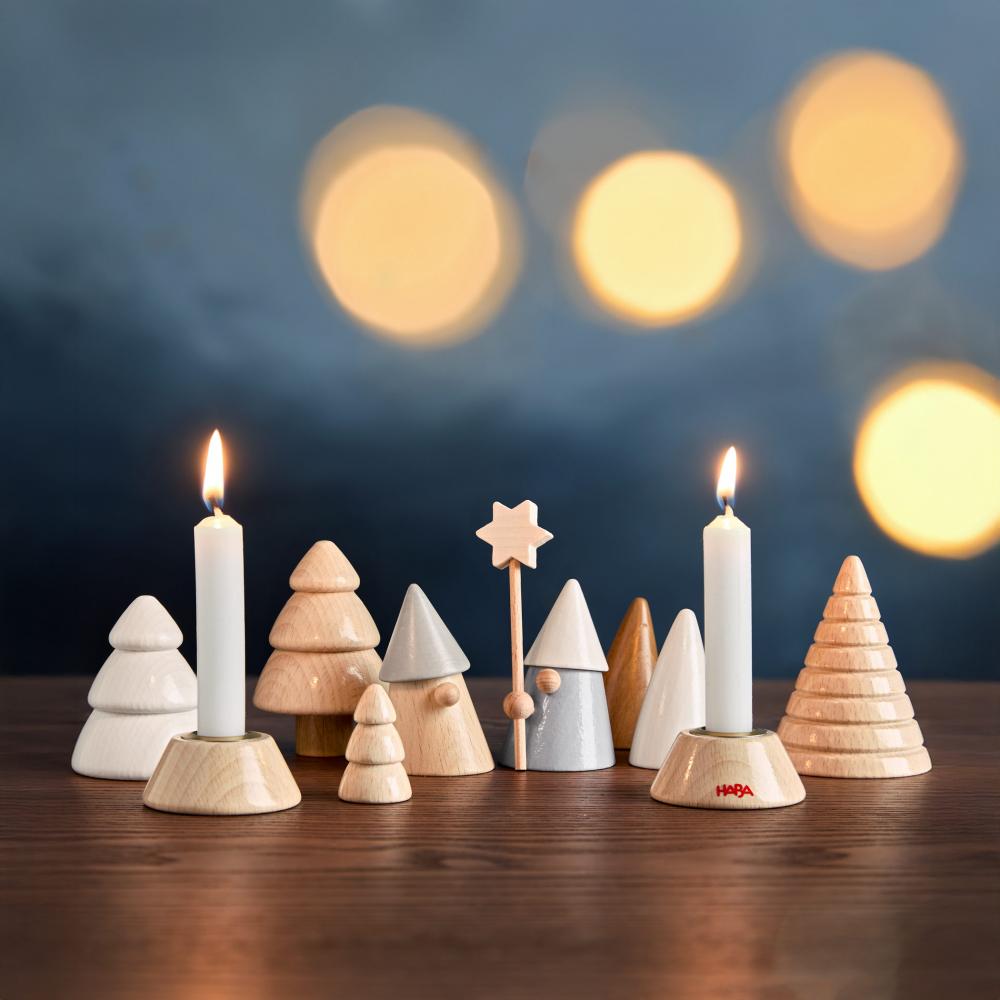 HABA Dekoration Weihnachten Kerzenständer Set Wichtelwald 2012293001