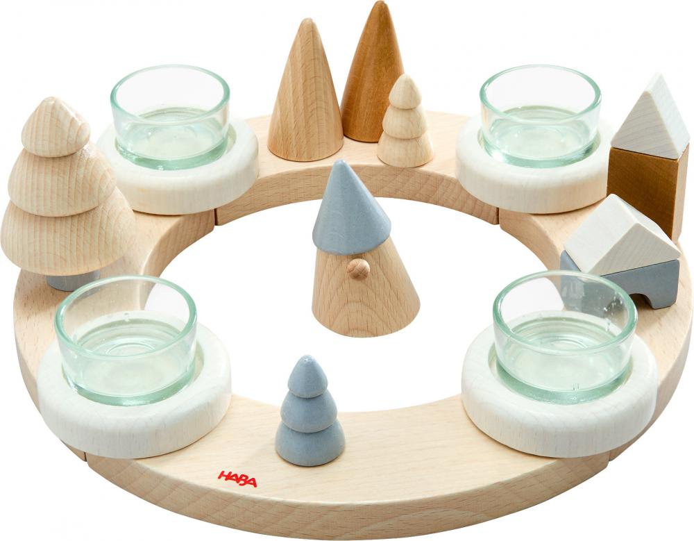 HABA Dekoration Weihnachten Adventskranz, schlichtes Holz Design 2012292001