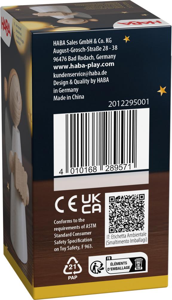 HABA Dekoration Weihnachten Engel mit Akkordeon 2012295001