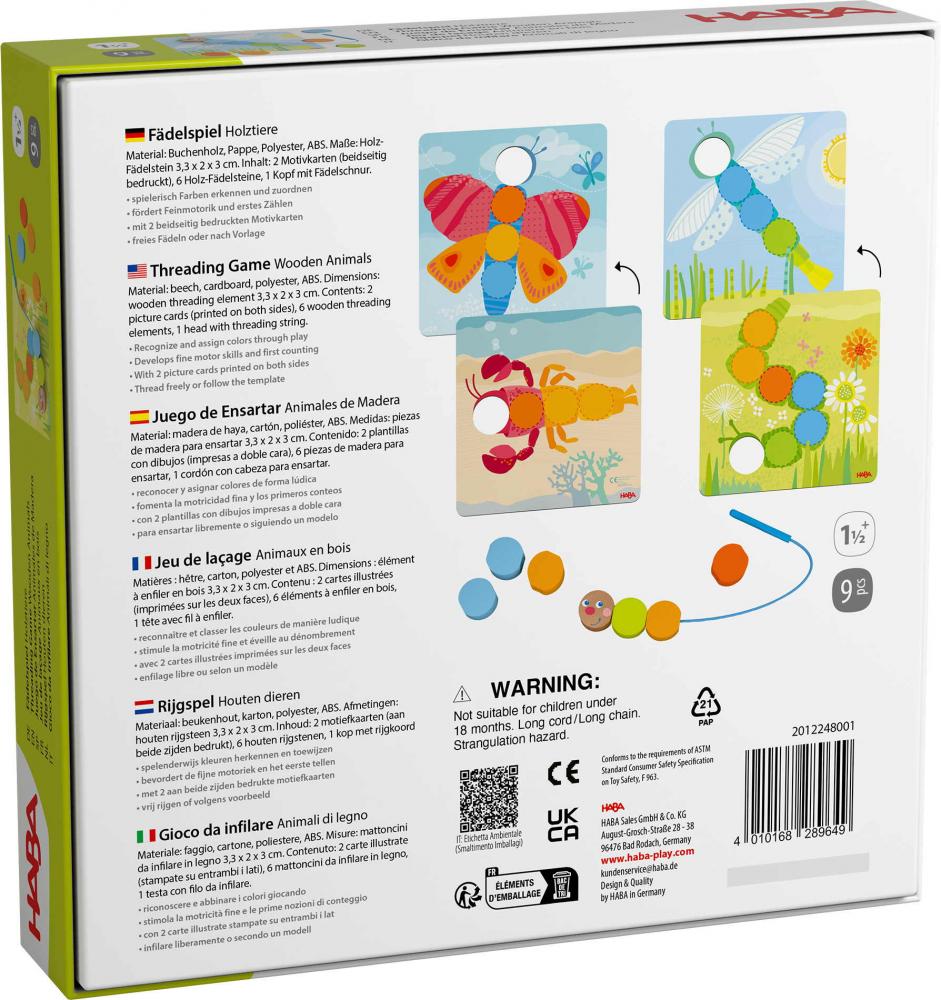 HABA Kleinkindwelt Fädelspiel Holztiere 2012248001