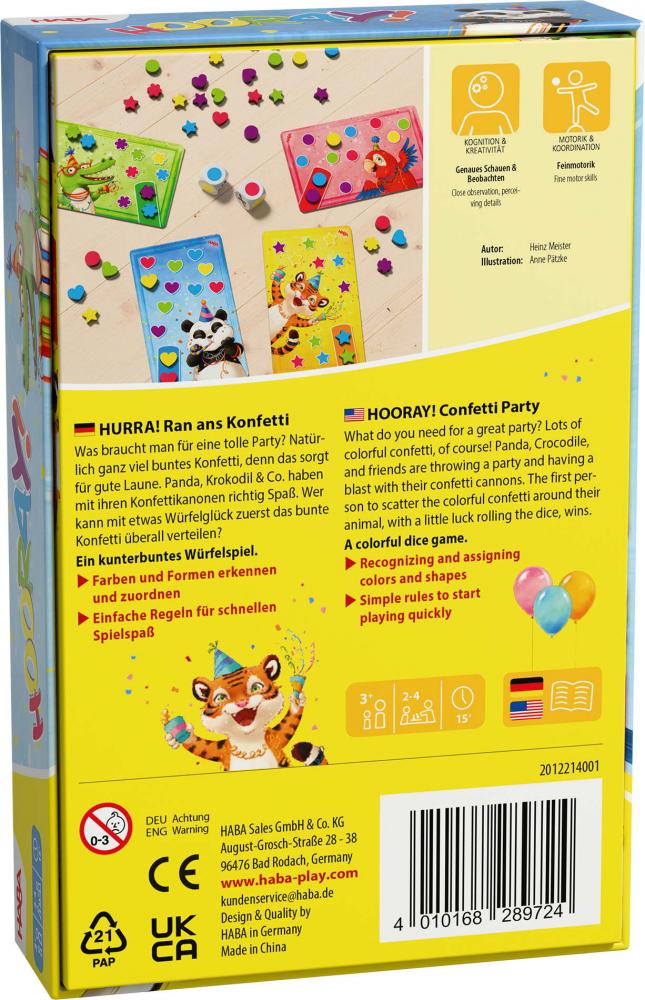 HABA Kinderspiel Lernspiel HURRA! Farben und Formen erkennen und zuordnen 2012214001