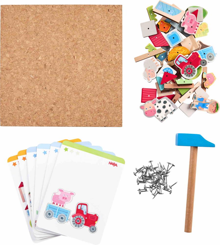 Haba Geschicklichkeitsspiel Hammer-Nagelspiel Bauernhof 2013378001