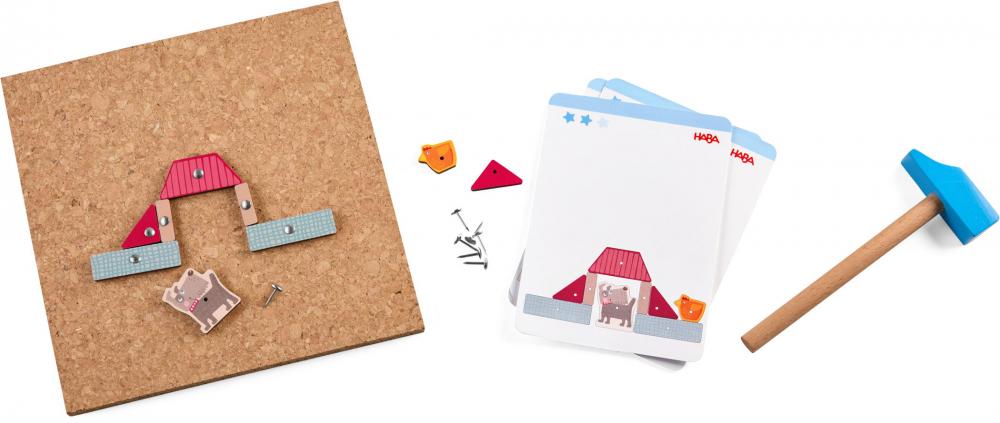 Haba Geschicklichkeitsspiel Hammer-Nagelspiel Bauernhof 2013378001