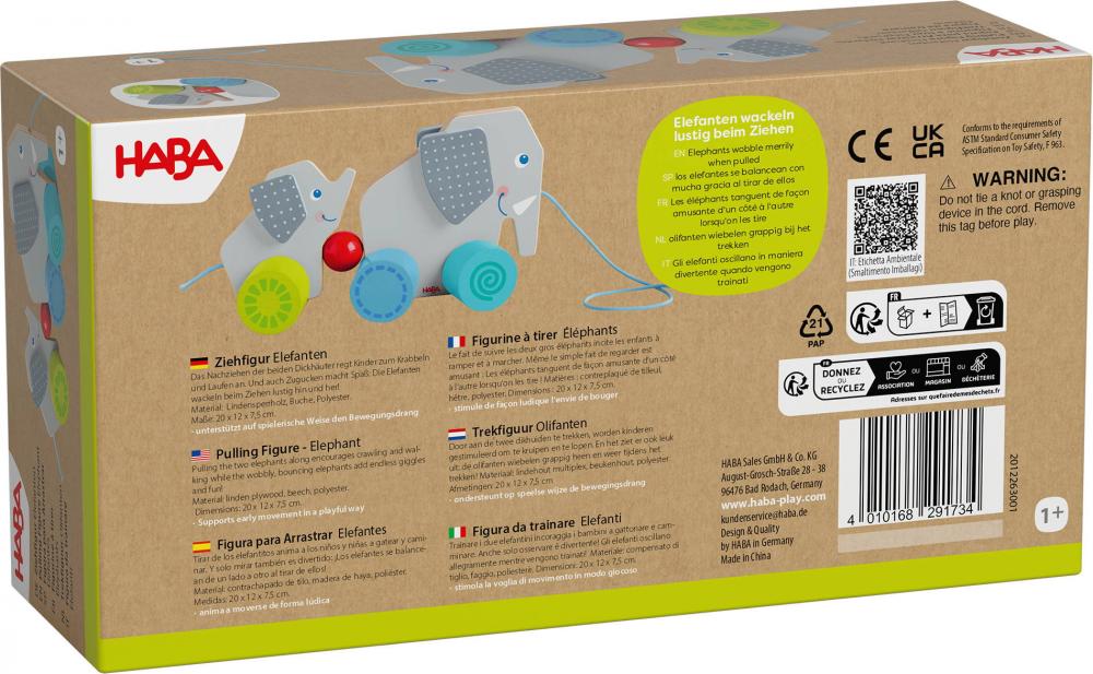 HABA Kleinkindwelt Rollspielzeug Ziehfigur Elefanten 2012263001