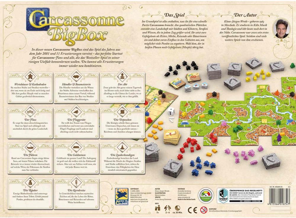 Hans im Glück Familienspiel Strategiespiel Carcassonne Big Box V3.1 HIGD0130