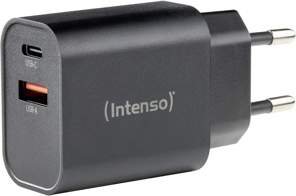 Intenso Ladegerät Power Adapter 30 Watt W30AC 1x USB-A + 1x USB-C für 2 Geräte schwarz