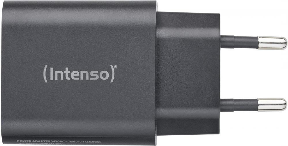 Intenso Ladegerät Power Adapter 30 Watt W30AC 1x USB-A + 1x USB-C für 2 Geräte schwarz