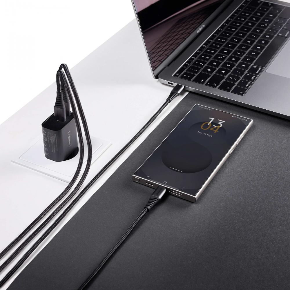 Intenso Ladegerät Power Adapter 30 Watt W30AC 1x USB-A + 1x USB-C für 2 Geräte schwarz