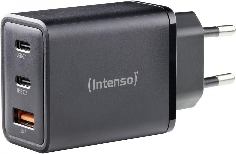 Intenso Ladegerät Power Adapter 65 Watt W65ACC GaN 1x USB-A + 2x USB-C für 3 Geräte schwarz