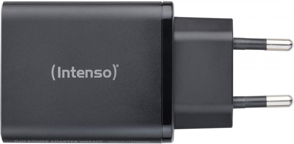 Intenso Ladegerät Power Adapter 65 Watt W65ACC GaN 1x USB-A + 2x USB-C für 3 Geräte schwarz