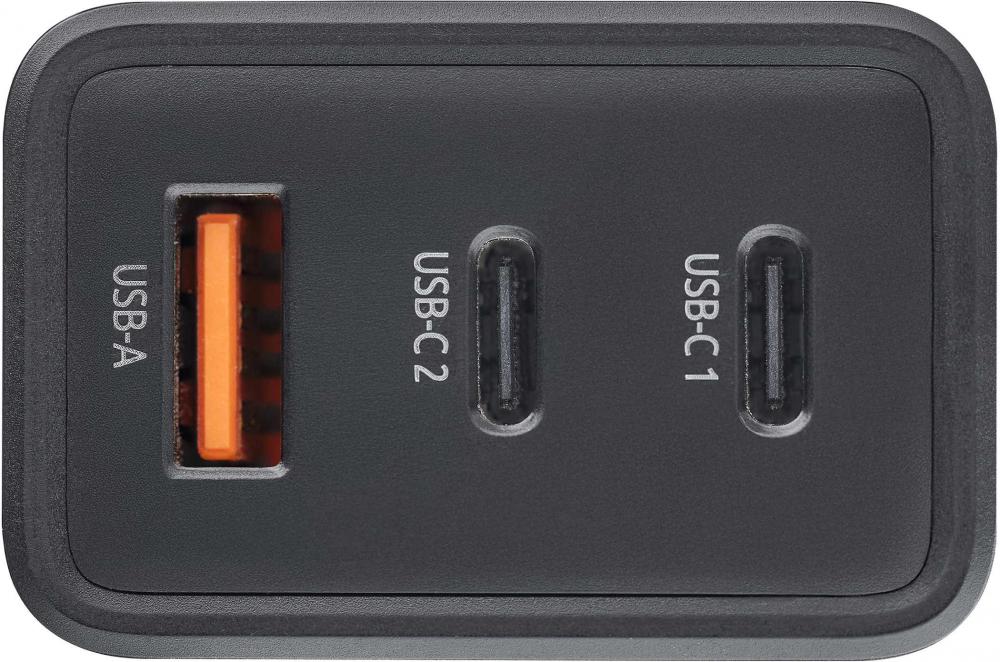 Intenso Ladegerät Power Adapter 65 Watt W65ACC GaN 1x USB-A + 2x USB-C für 3 Geräte schwarz