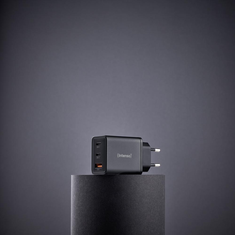 Intenso Ladegerät Power Adapter 65 Watt W65ACC GaN 1x USB-A + 2x USB-C für 3 Geräte schwarz