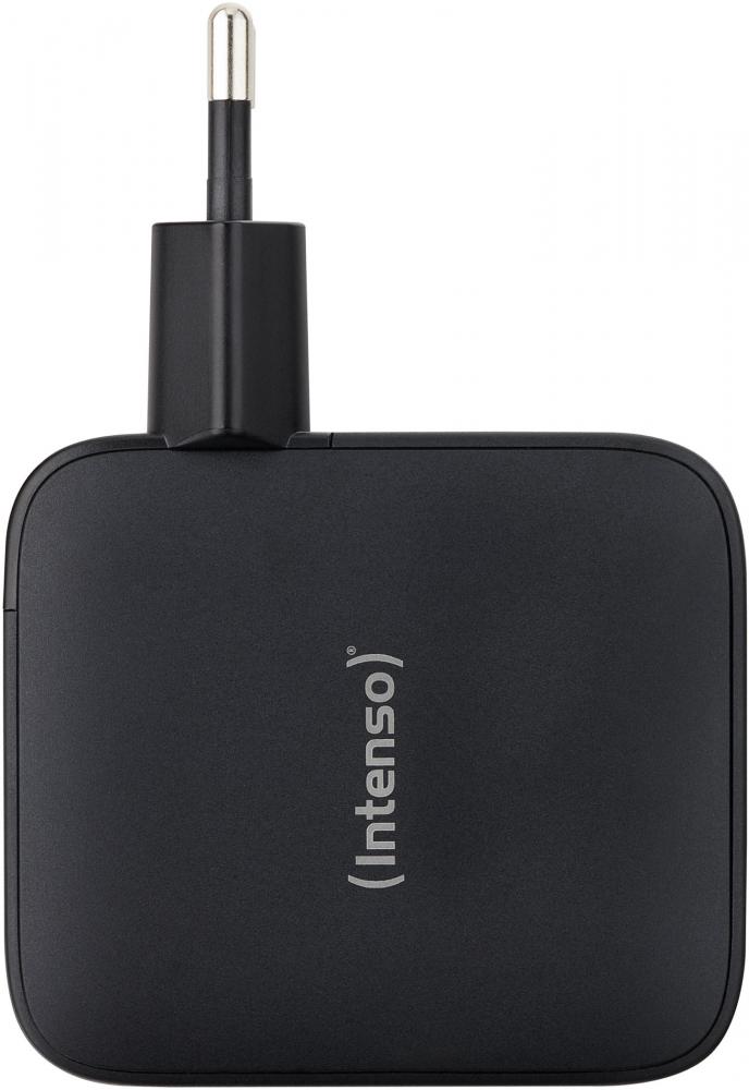 Intenso Ladegerät Power Adapter W100ACC GaN + C520C Kabel 2x USB-C 1x USB-A für 3 Gerät schwarz